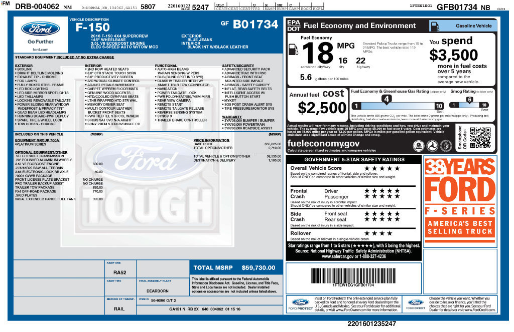 Used 2016 Ford F150 Platinum w/ Trailer Tow Package AWD/4WD image 37