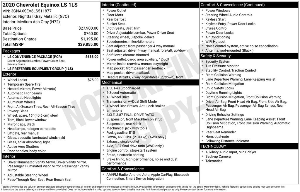 Used 2020 Chevrolet Equinox LS w/ LS Convenience Package image 6