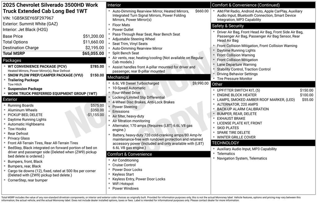 New 2025 Chevrolet Silverado 3500 W/T w/ WT Convenience Package AWD/4WD image 18
