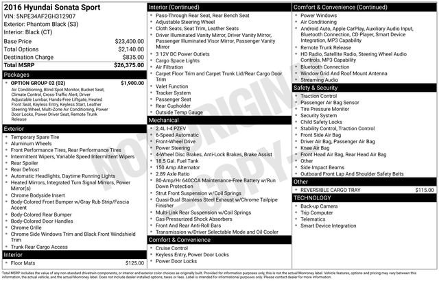 Used 2016 Hyundai Sonata Sport w/ Option Group 02 image 10