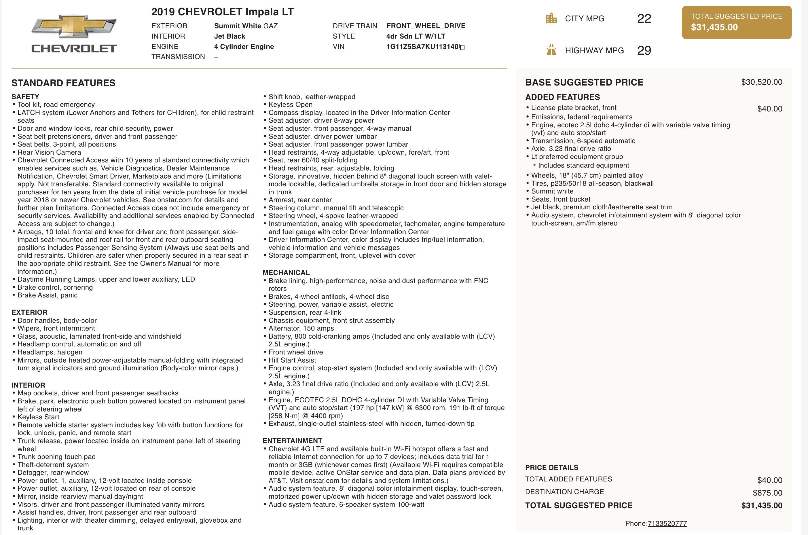 Used 2019 Chevrolet Impala LT image 2