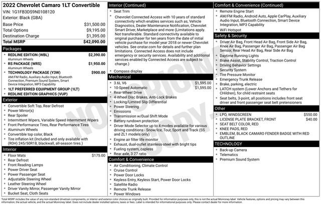 Used 2022 Chevrolet Camaro LT w/ Redline Edition RWD image 42