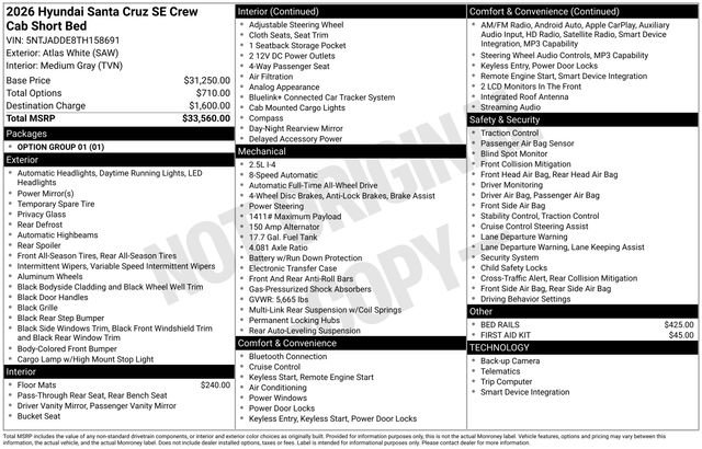 New 2026 Hyundai Santa Cruz SE AWD/4WD image 24