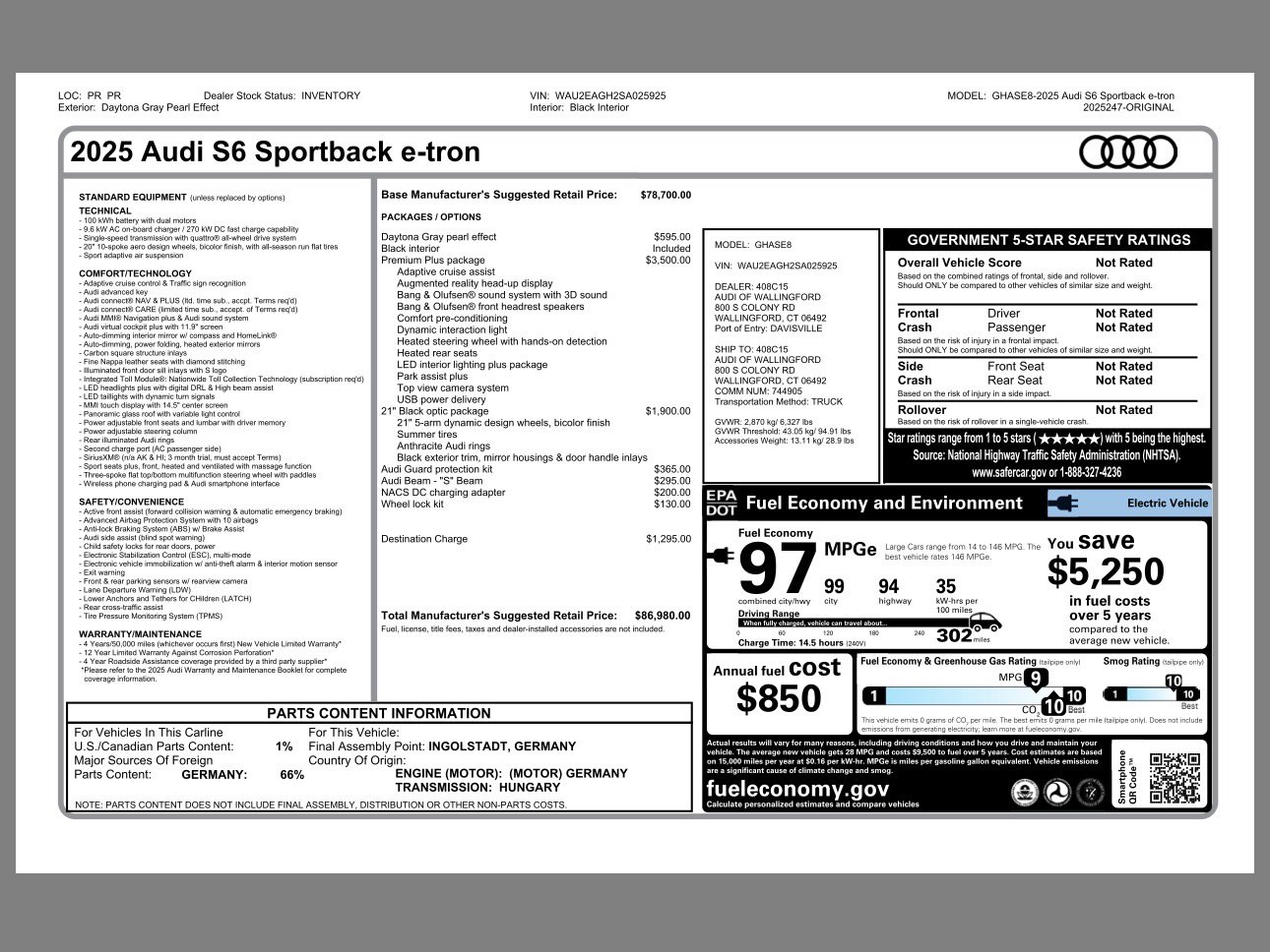 New 2025 Audi S6 e-tron Premium Plus image 23