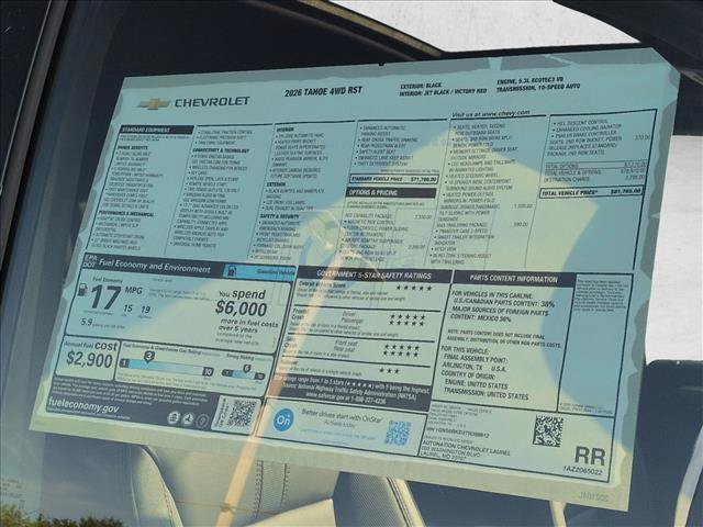 New 2026 Chevrolet Tahoe RST w/ RST Capability Package AWD/4WD image 18