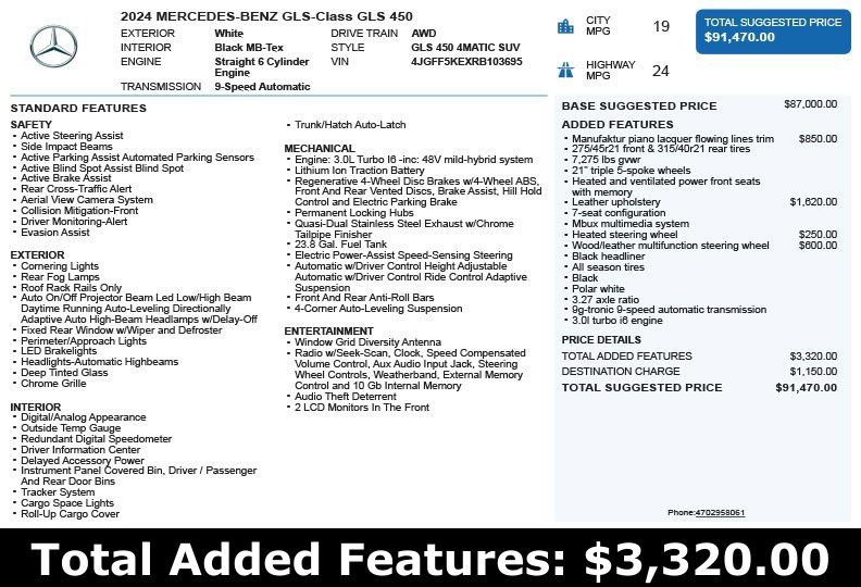 Used 2024 Mercedes-Benz GLS 450 4MATIC image 3