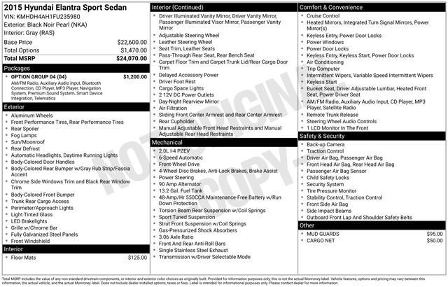 Used 2015 Hyundai Elantra Sport w/ Option Group 04