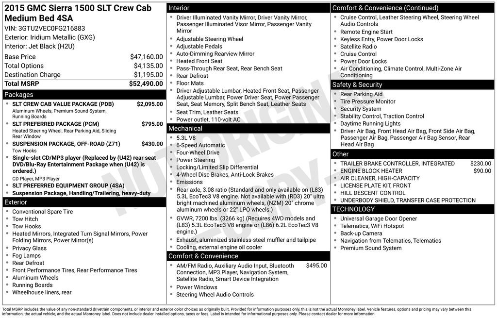 Used 2015 GMC Sierra 1500 SLT w/ SLT Crew Cab Value Package image 39