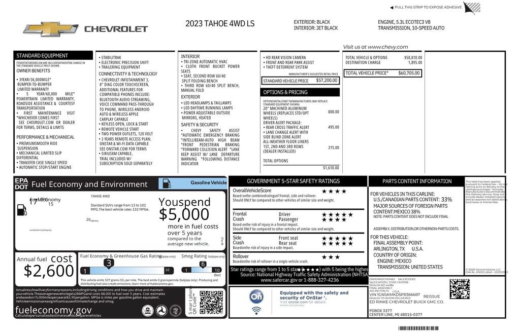 Certified 2023 Chevrolet Tahoe LS w/ Driver Alert Package AWD/4WD image 12