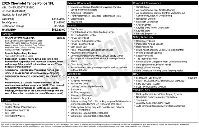 New 2026 Chevrolet Tahoe 2WD w/ 1FL Safety Package image 3