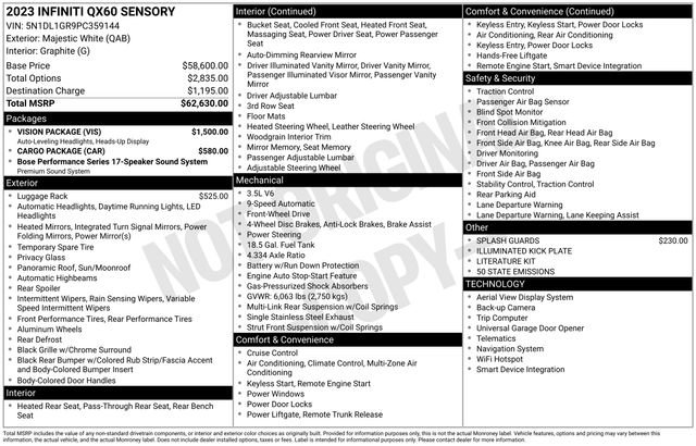 Used 2023 INFINITI QX60 Sensory w/ Vision Package FWD image 37
