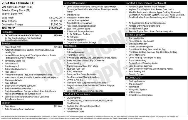 Used 2024 Kia Telluride EX w/ EX Captain's Chair Package FWD image 6