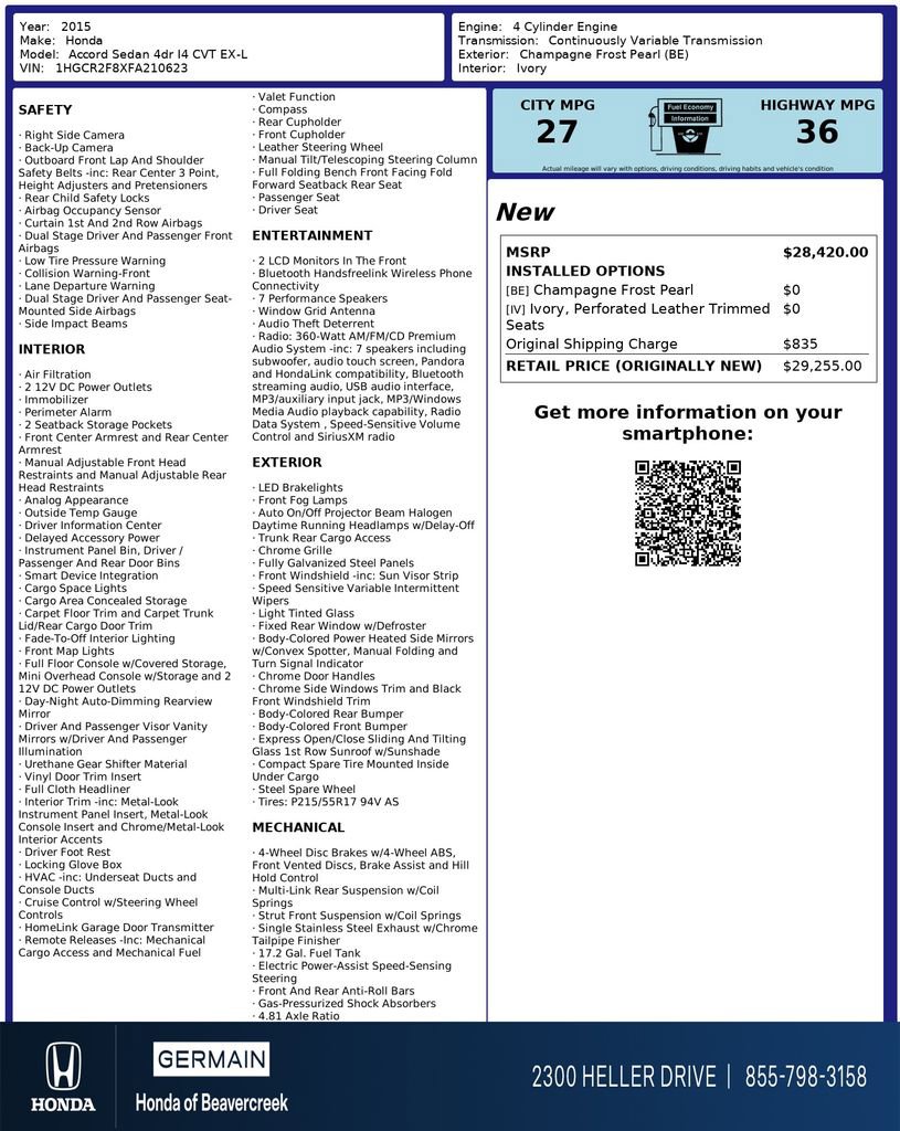 Used 2015 Honda Accord EX-L image 31
