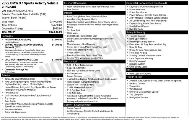 Used 2022 BMW X7 xDrive40i w/ Premium Package AWD/4WD image 48