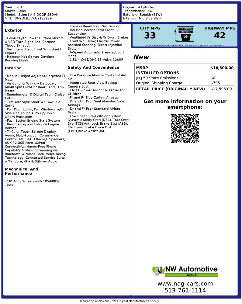 Used 2016 Scion iA image 2