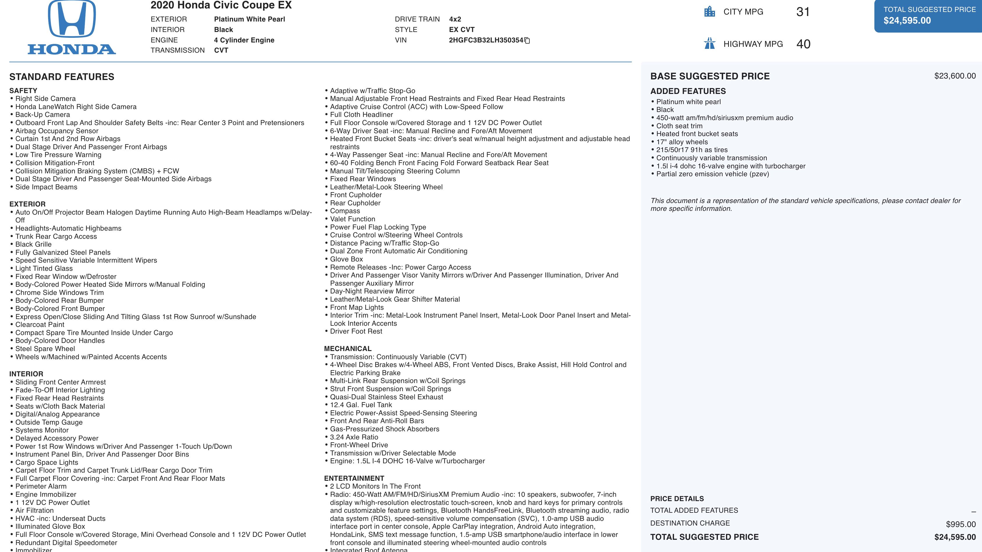 Used 2020 Honda Civic EX image 4