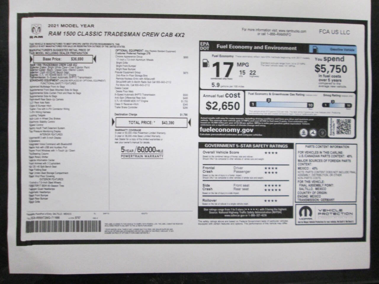Used 2021 RAM 1500 Tradesman w/ Popular Equipment Group RWD image 4
