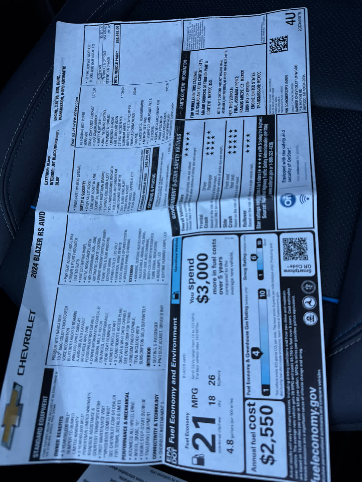 Used 2024 Chevrolet Blazer RS w/ Driver Confidence II Package image 32