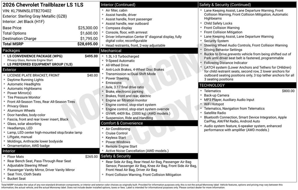 New 2026 Chevrolet TrailBlazer LS w/ LS Convenience Package AWD/4WD image 6