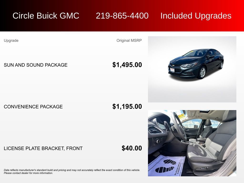 Used 2018 Chevrolet Cruze LT w/ Sun And Sound Package image 3