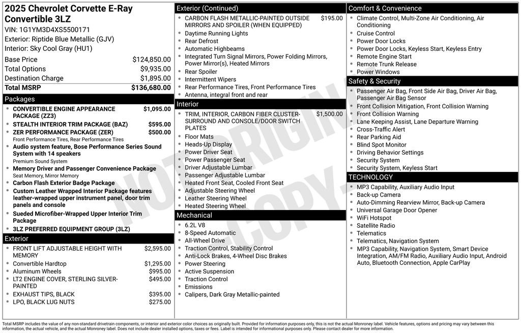 Used 2025 Chevrolet Corvette E-Ray AWD/4WD image 3