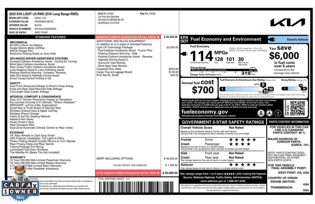Used 2025 Kia EV6 Light w/ Light LR Technology Package image 4