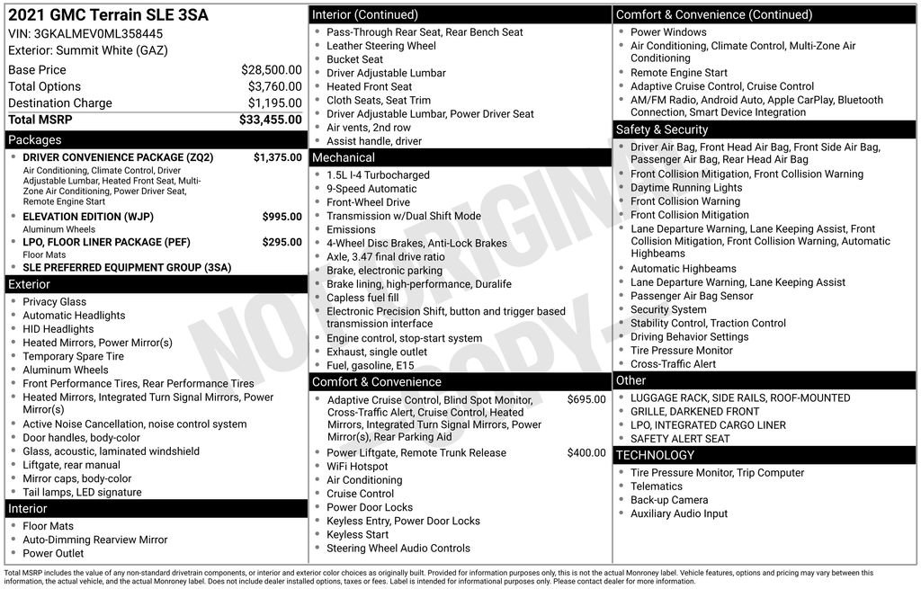 Used 2021 GMC Terrain SLE w/ Driver Convenience Package image 38