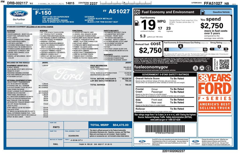 Used 2015 Ford F150 Lariat w/ Equipment Group 501A Mid AWD/4WD image 41