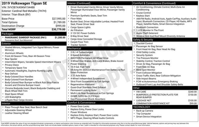 Used 2019 Volkswagen Tiguan SE w/ Panoramic Sunroof Package image 35