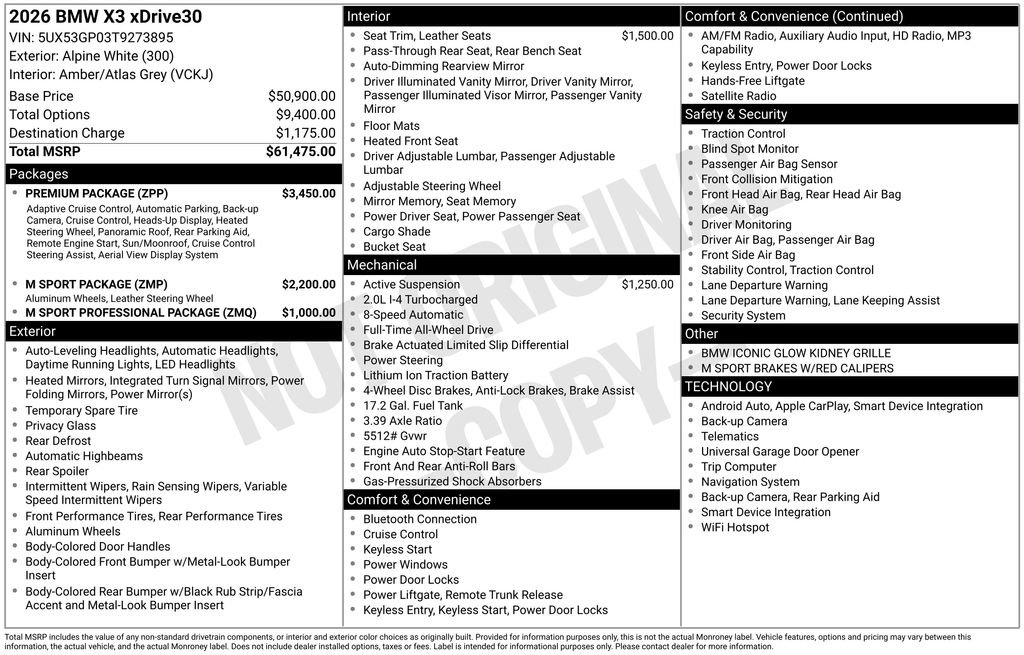 New 2026 BMW X3 xDrive30 w/ Premium Package image 2