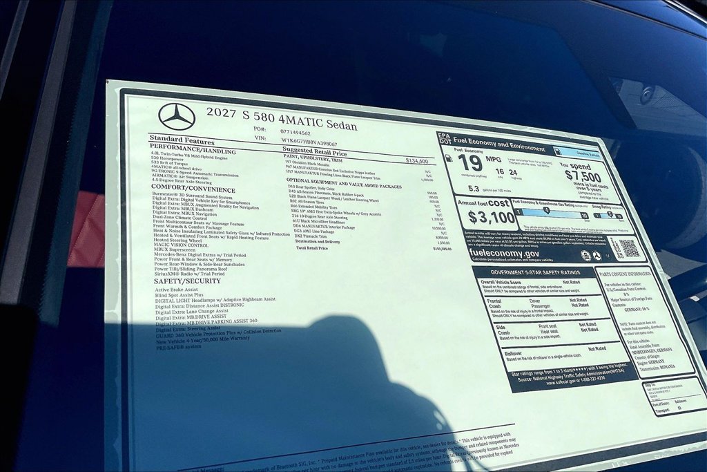 New 2027 Mercedes-Benz S 580 4MATIC Sedan image 13