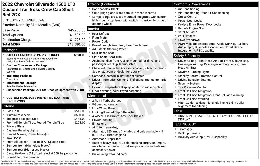 Used 2022 Chevrolet Silverado 1500 Custom Trail Boss w/ Safety Confidence Package image 8