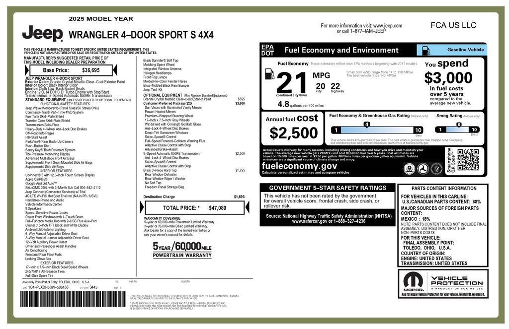 Used 2025 Jeep Wrangler Sport S image 2