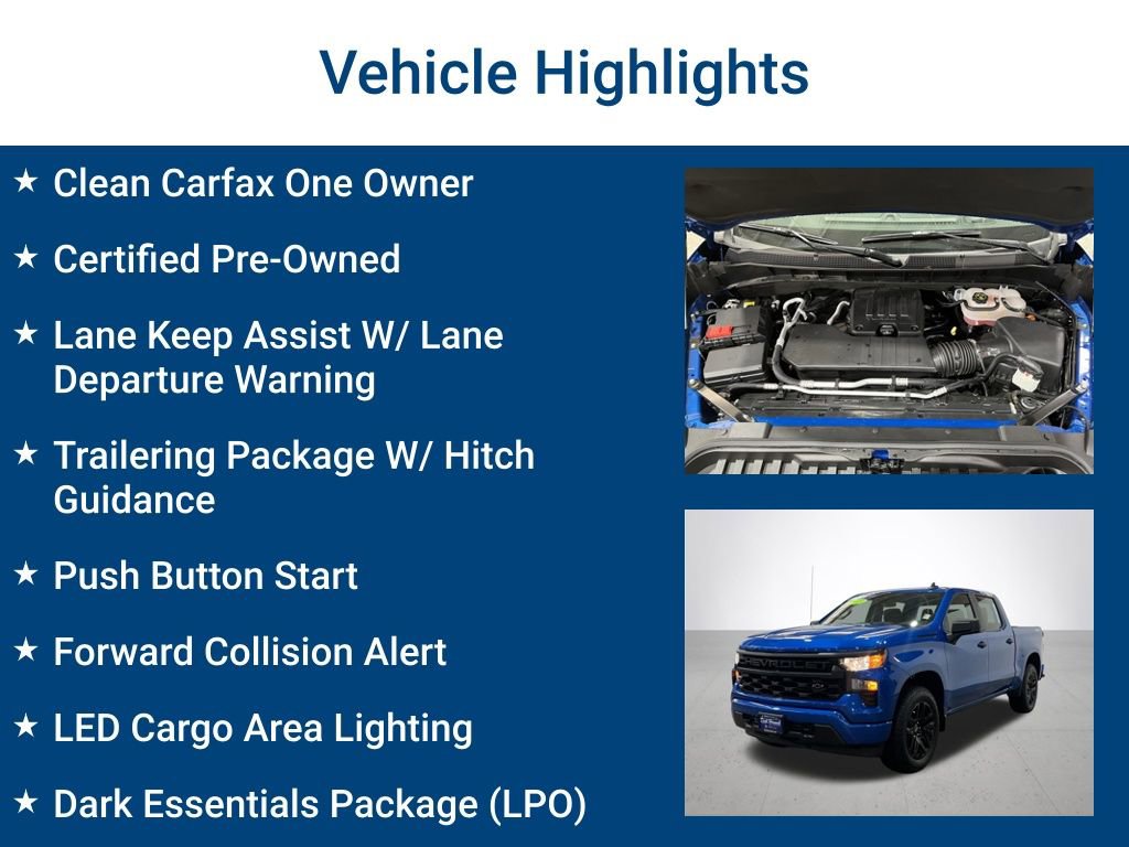 Certified 2023 Chevrolet Silverado 1500 Custom w/ LPO, Dark Essentials Package image 3