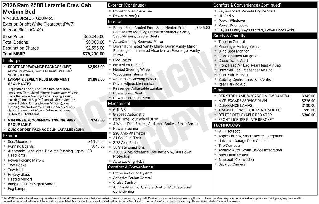 Used 2026 RAM 2500 Laramie w/ Sport Appearance Package AWD/4WD image 2