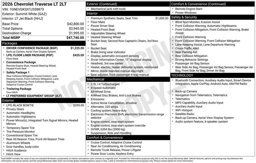 New 2026 Chevrolet Traverse LT w/ Driver Confidence Package AWD/4WD image 5