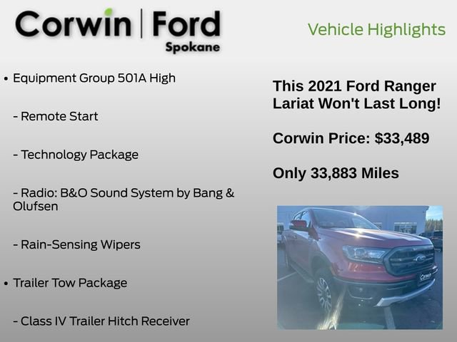 Used 2021 Ford Ranger Lariat w/ Equipment Group 501A High image 6