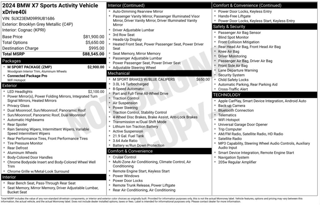 Used 2024 BMW X7 xDrive40i w/ M Sport Package AWD/4WD image 6