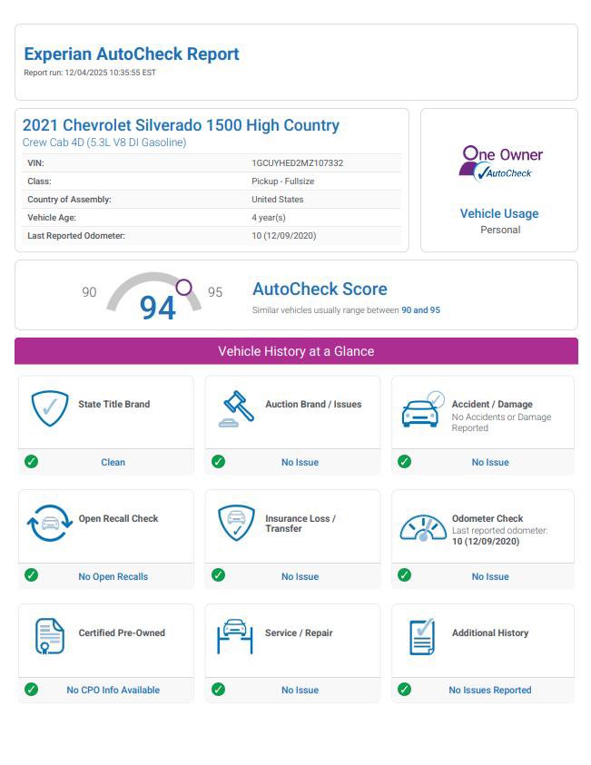 Used 2021 Chevrolet Silverado 1500 High Country w/ Z71 Off-Road Package image 40