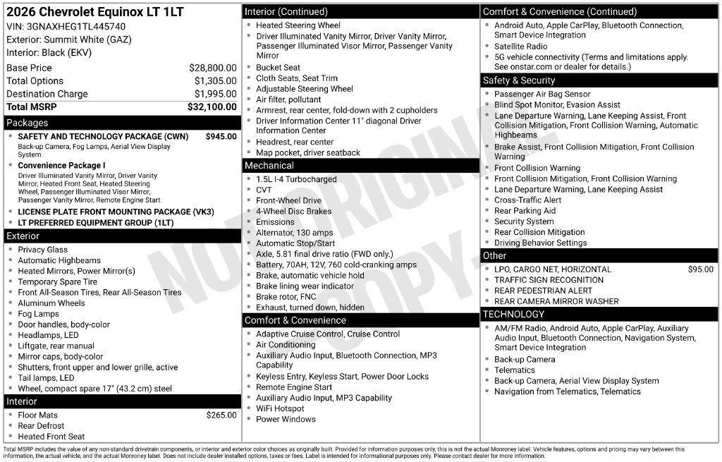 New 2026 Chevrolet Equinox LT w/ Safety and Technology Package FWD image 4