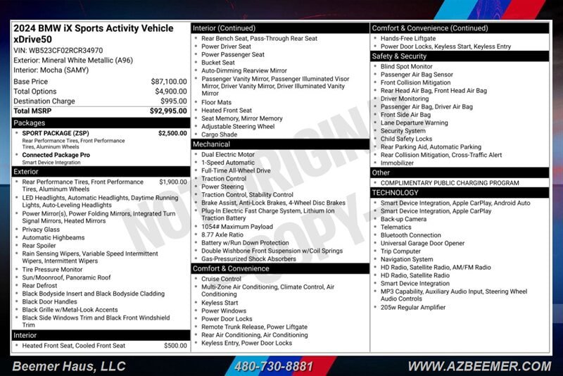 Used 2024 BMW iX xDrive50 w/ Sport Package AWD/4WD image 3