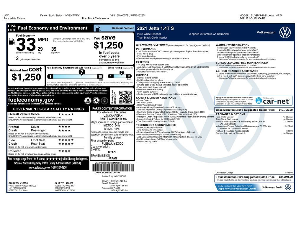 Used 2021 Volkswagen Jetta S FWD image 2