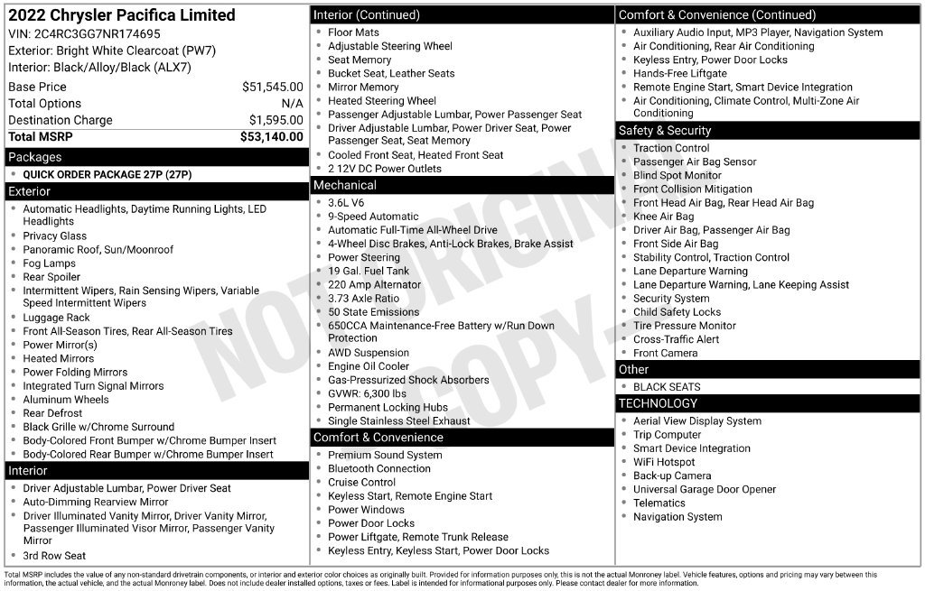 Used 2022 Chrysler Pacifica Limited AWD/4WD image 5