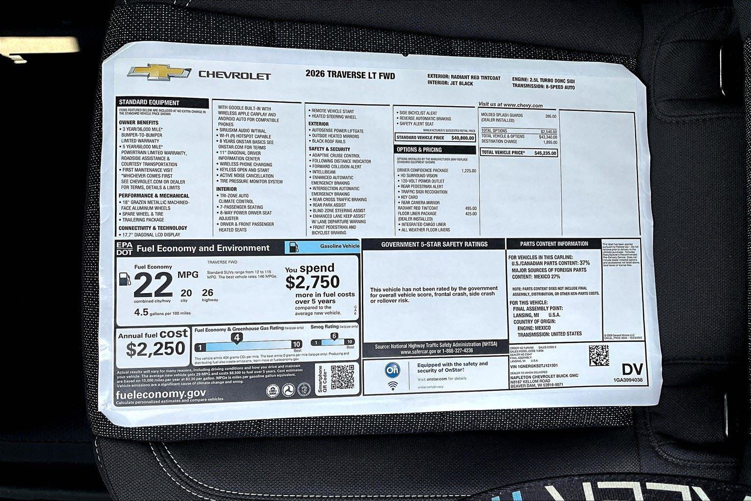 New 2026 Chevrolet Traverse LT w/ Driver Confidence Package image 12