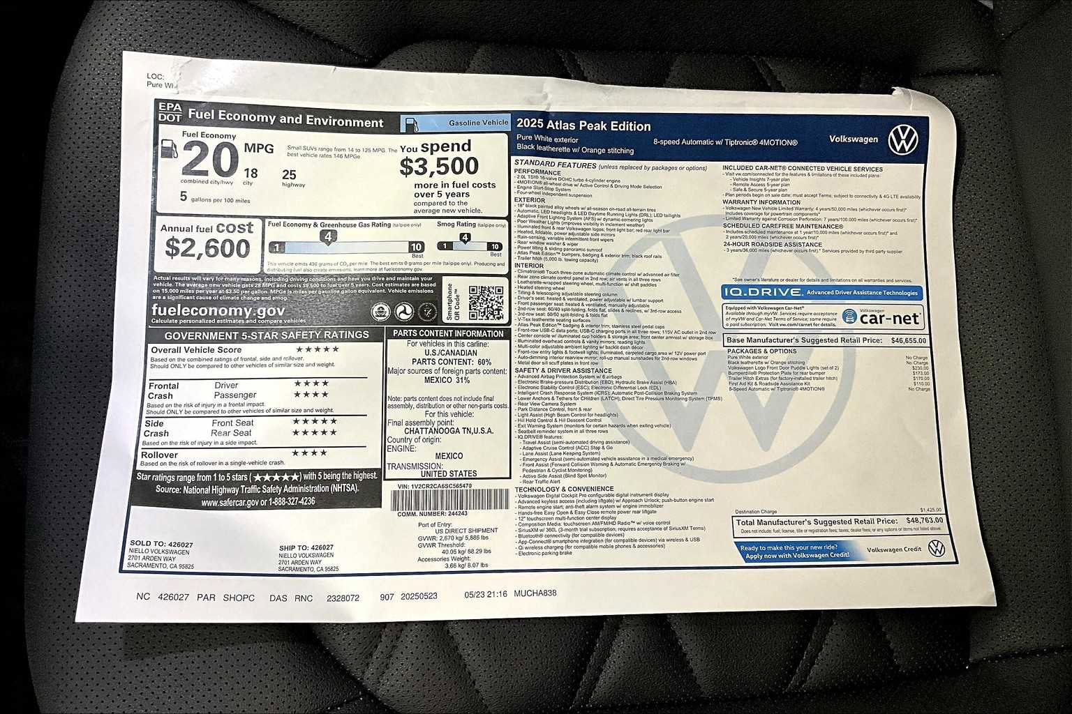 New 2025 Volkswagen Atlas Peak Edition SE image 35