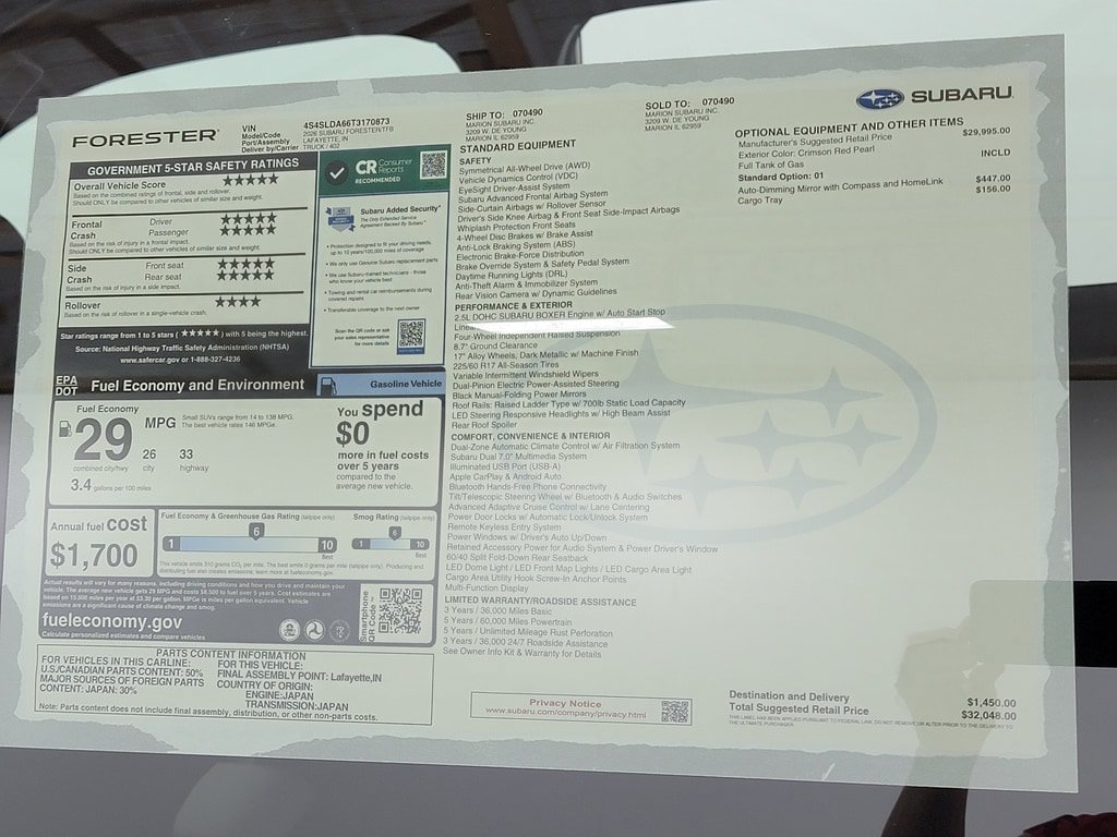New 2026 Subaru Forester AWD/4WD image 16