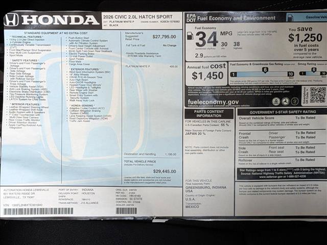 New 2026 Honda Civic Sport image 17