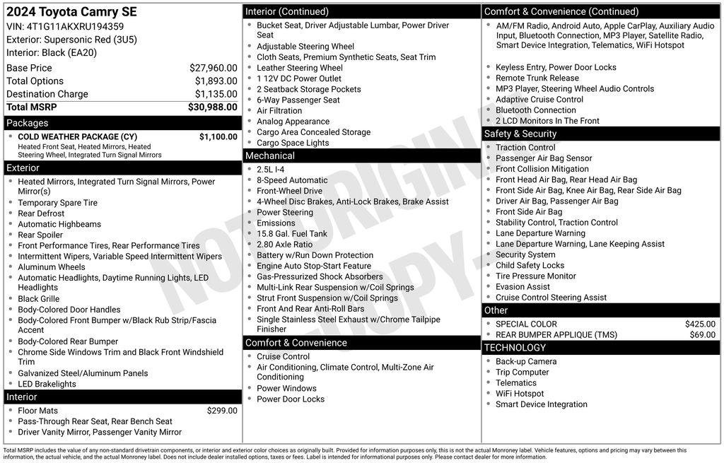 Used 2024 Toyota Camry SE w/ Cold Weather Package FWD image 28