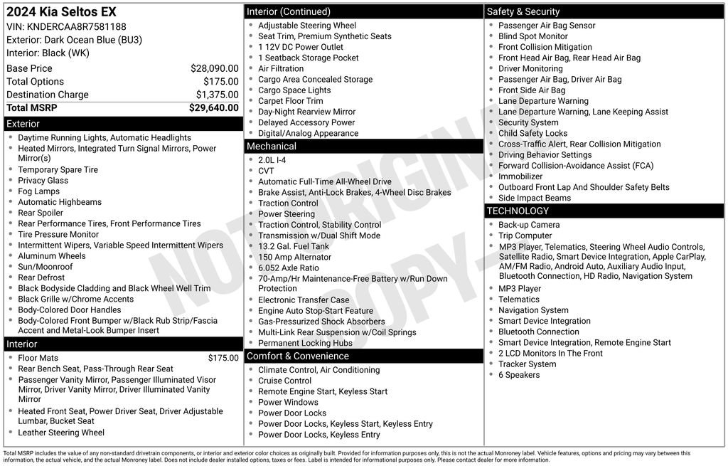 Certified 2024 Kia Seltos EX AWD/4WD image 7