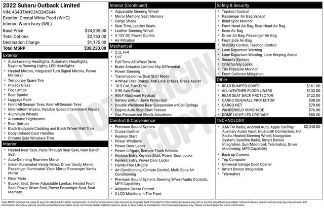 Certified 2022 Subaru Outback Limited AWD/4WD image 30